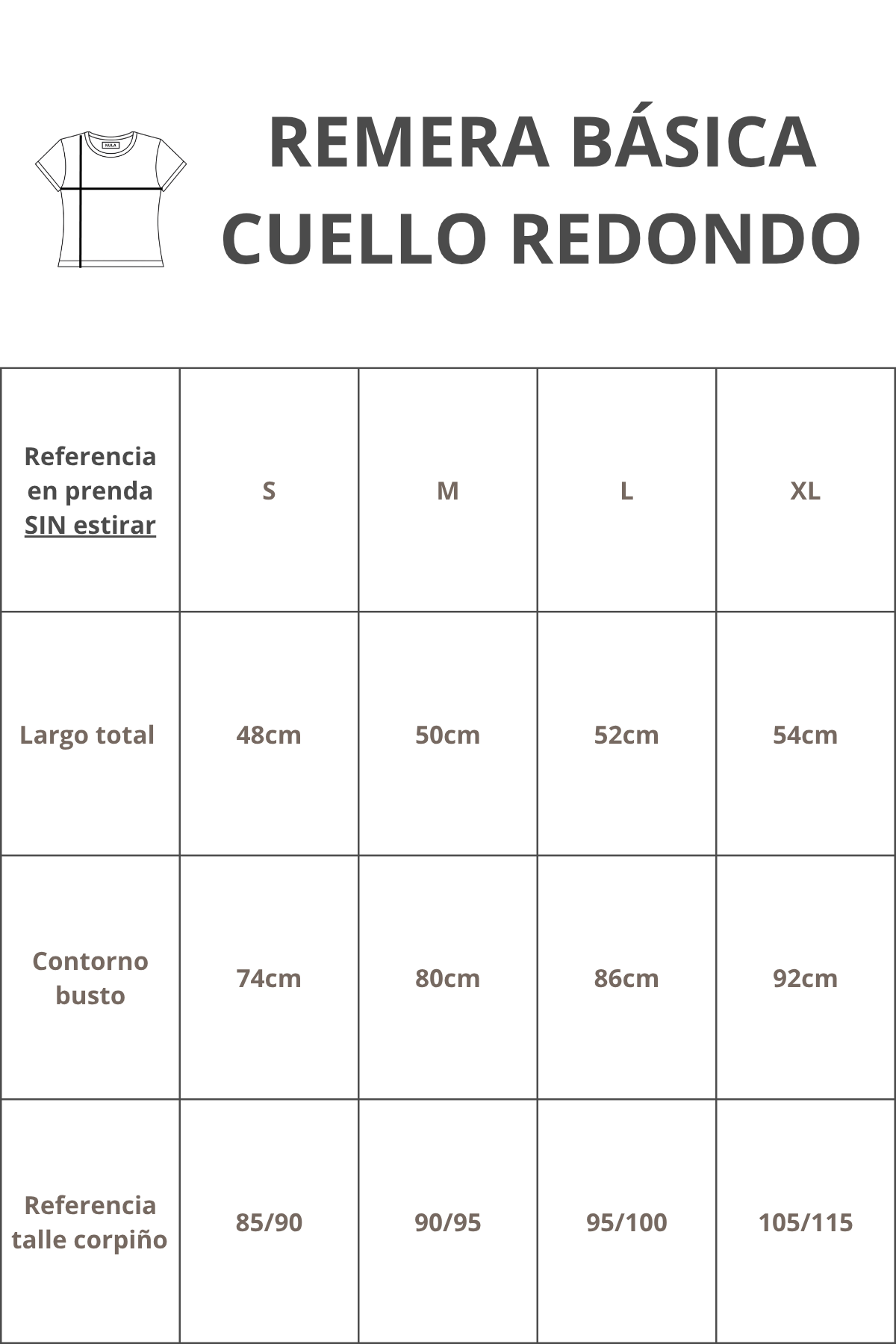 REMERA BÁSICA CUELLO REDONDO MANGA CORTA | DOBLE TELA DELANTERA