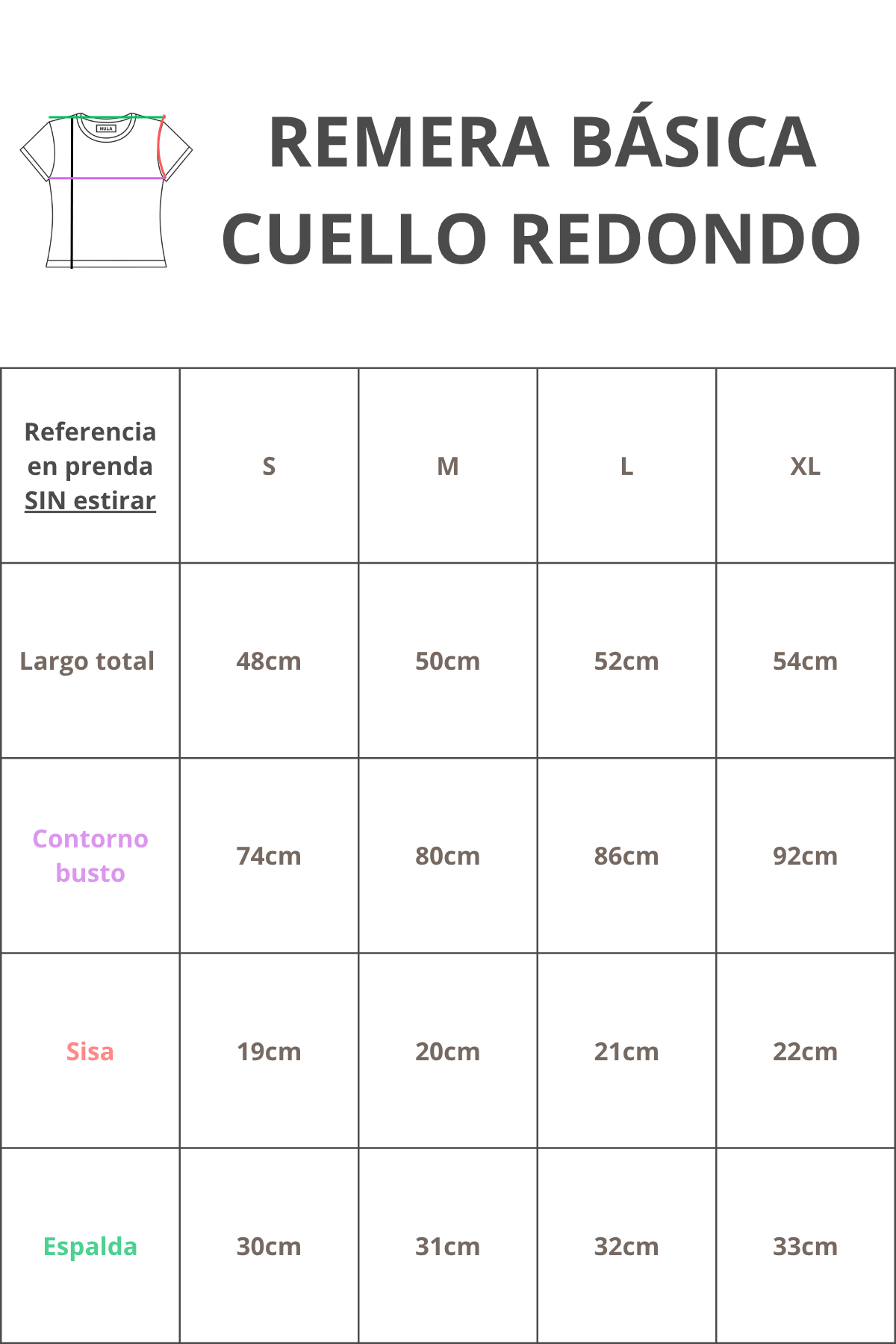 REMERA BÁSICA CUELLO REDONDO MANGA CORTA | DOBLE TELA DELANTERA