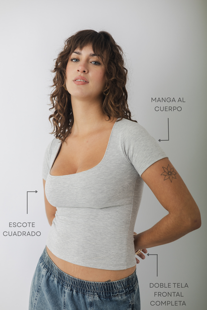 REMERA ESCOTE CUADRADO MANGA CORTA | DOBLE TELA DELANTERA