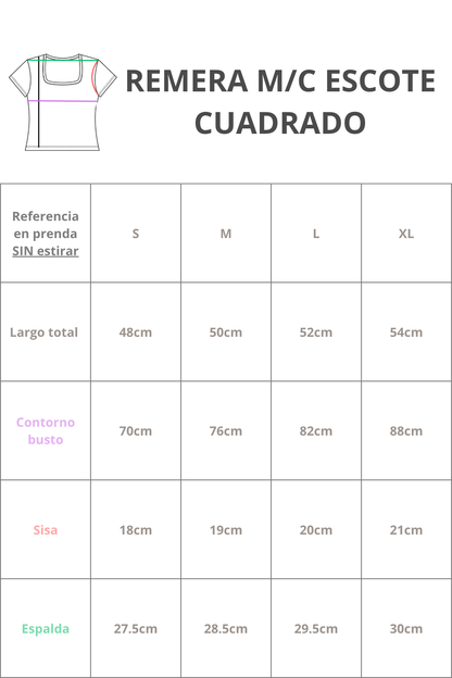 REMERA ESCOTE CUADRADO MANGA CORTA | DOBLE TELA DELANTERA